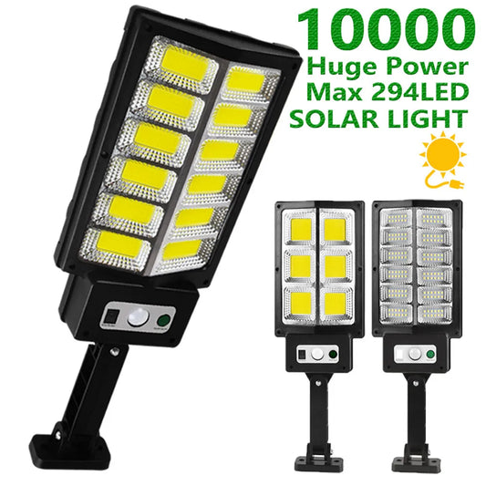 100000LM LED Street Lights For Solar Outdoor 294COB Wall Lamp PIR Motion Sensor 10000W IP65 Waterproof Power Sunlight for Garden